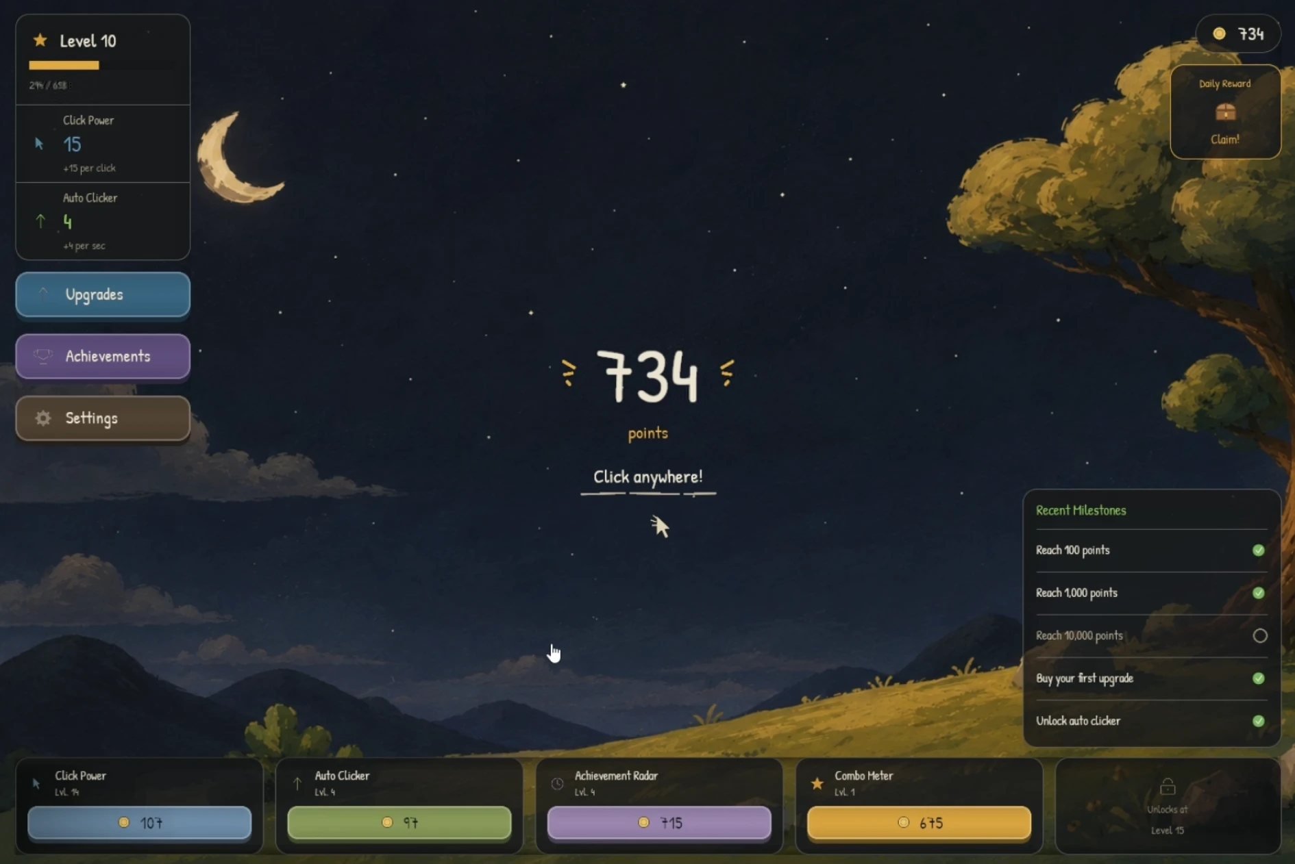 Achievement Hunter cozy night-sky gameplay screenshot