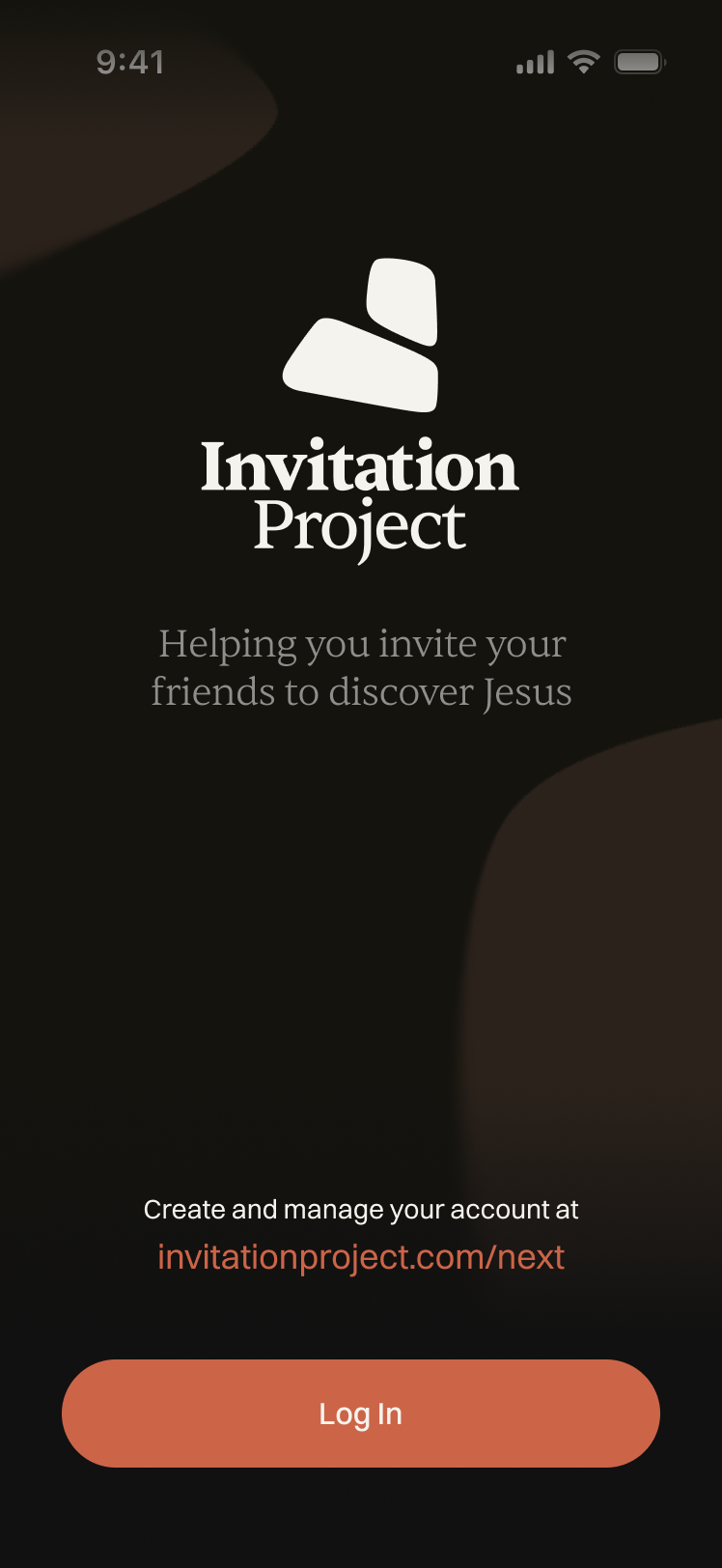 Invitation Project app login screen, Iteration 2